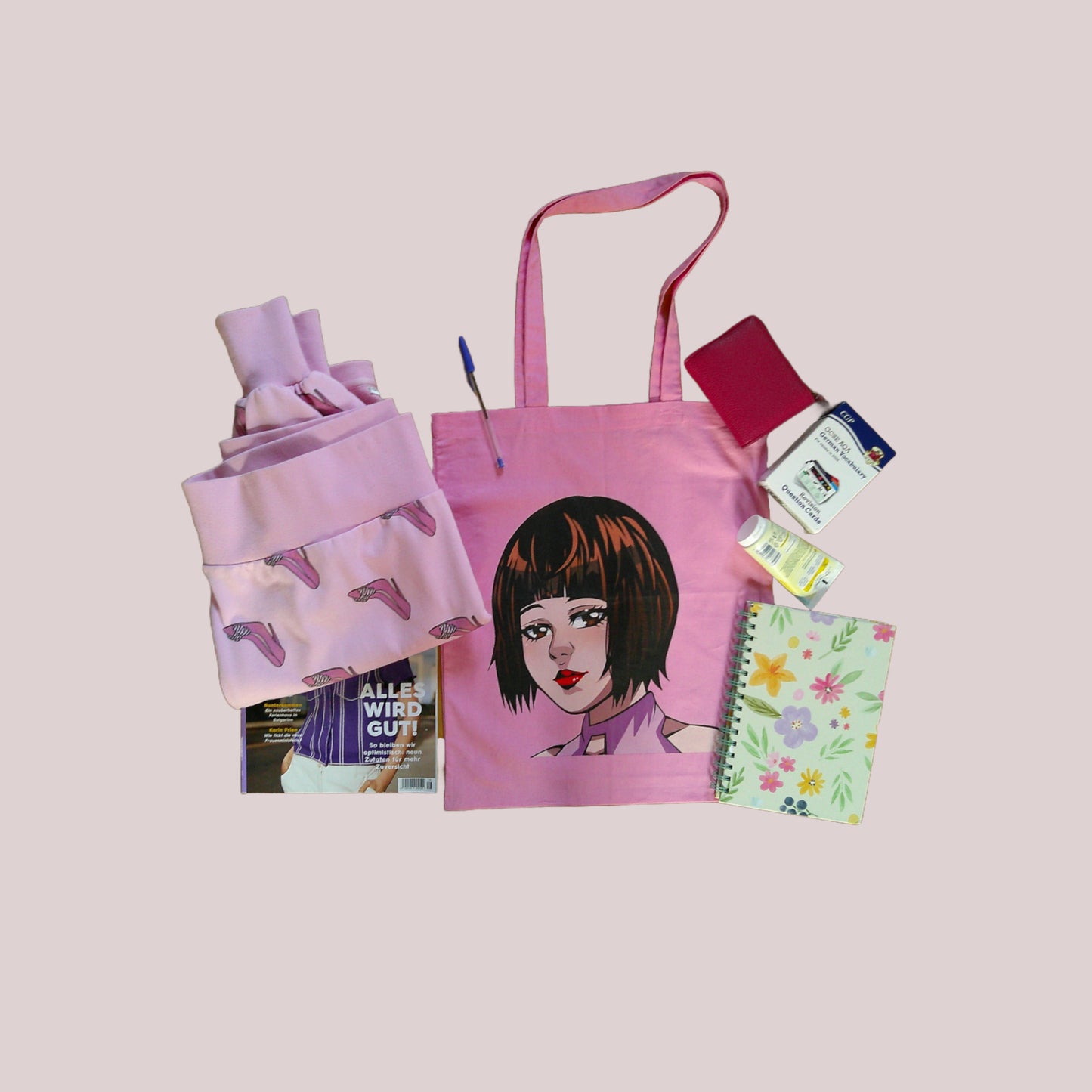 100% cotton anime girl print bag