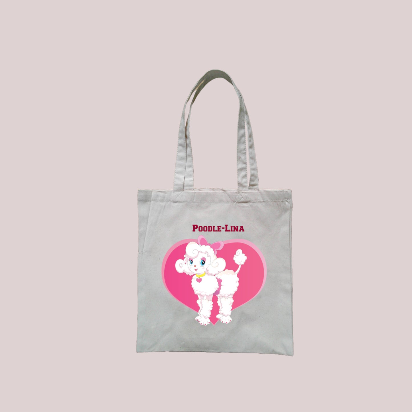 100% cotton canvas Poodle-Lina heart bag