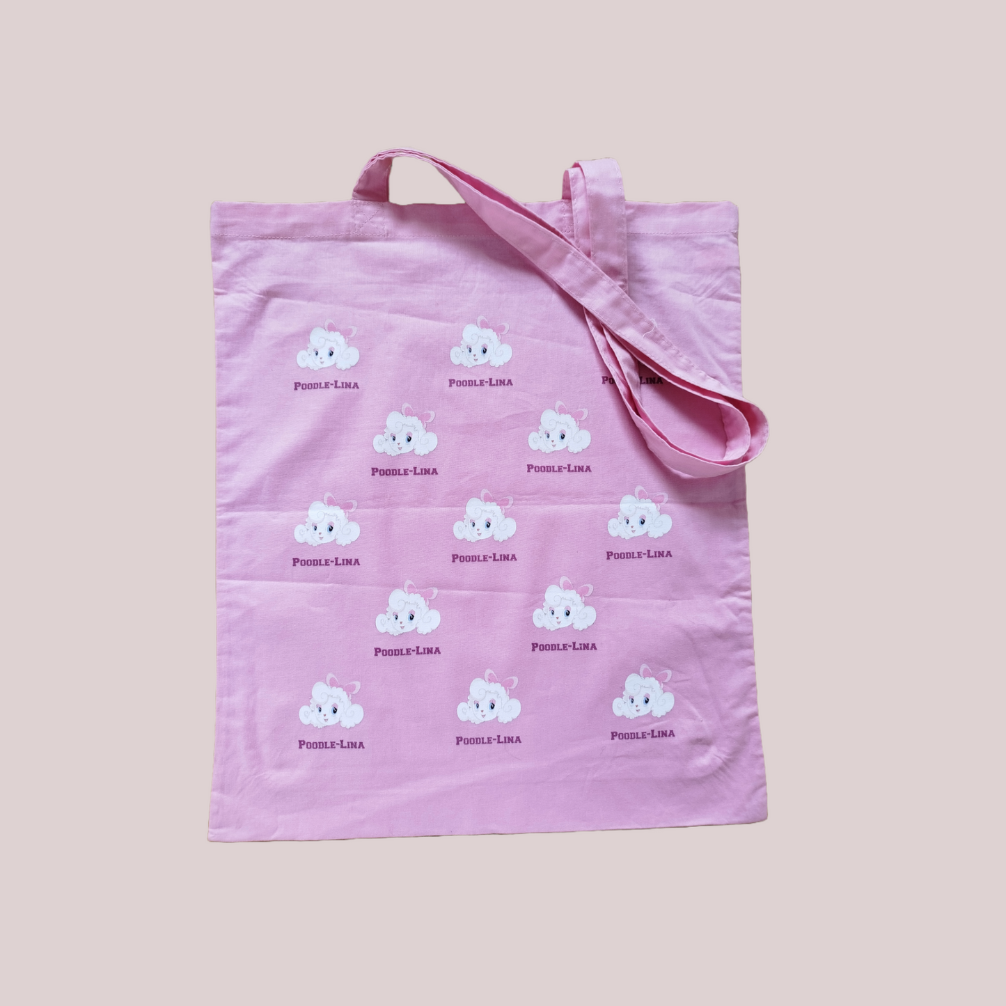 Cartoon poodle all-over-print tote bag