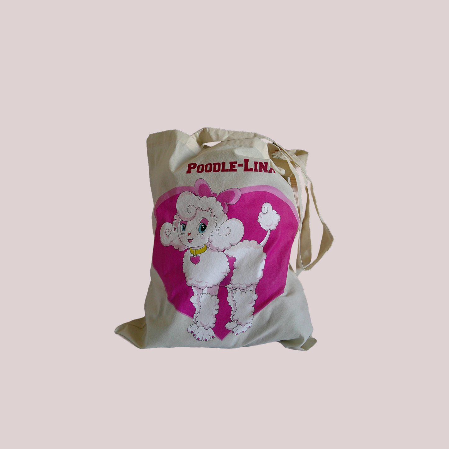 100% cotton Poodle-Lina heart tote bag