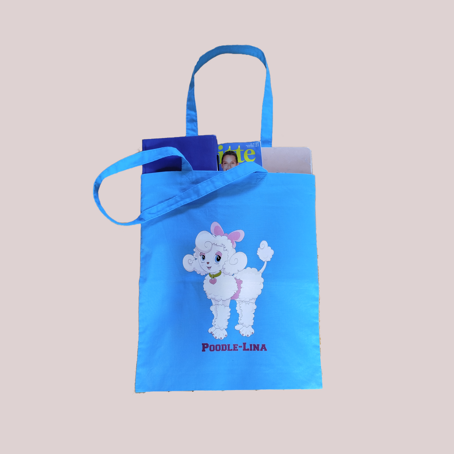 100% cotton cartoon poodle tote bag
