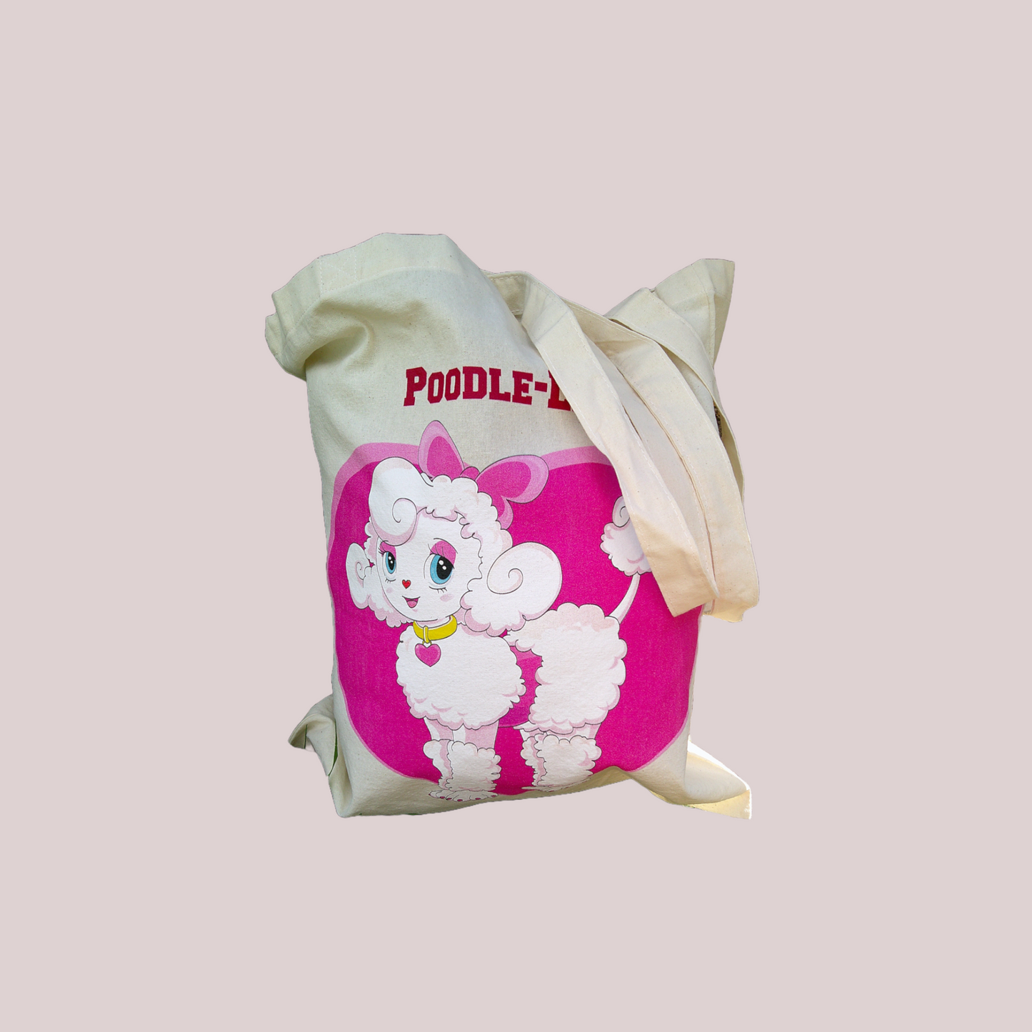 100% cotton Poodle-Lina heart tote bag