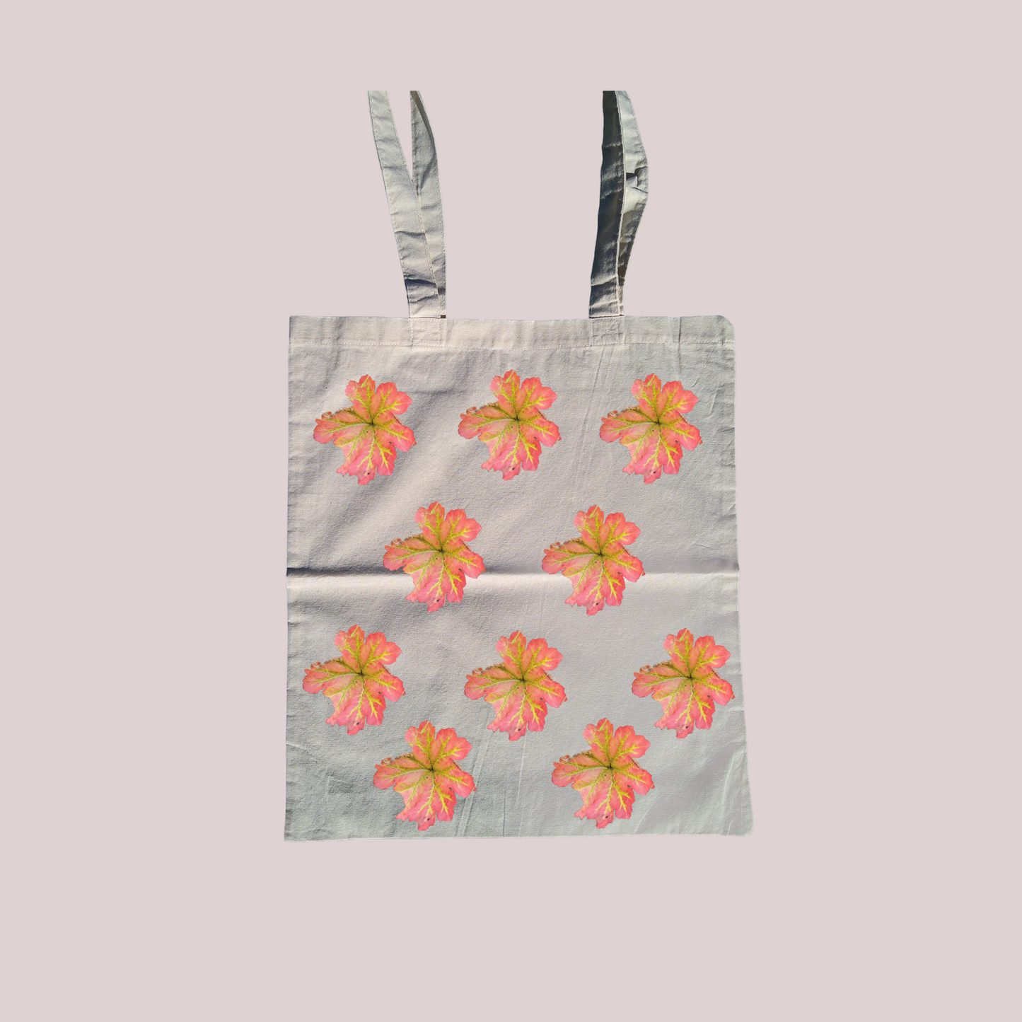 Pinky red flower leaf tote bag