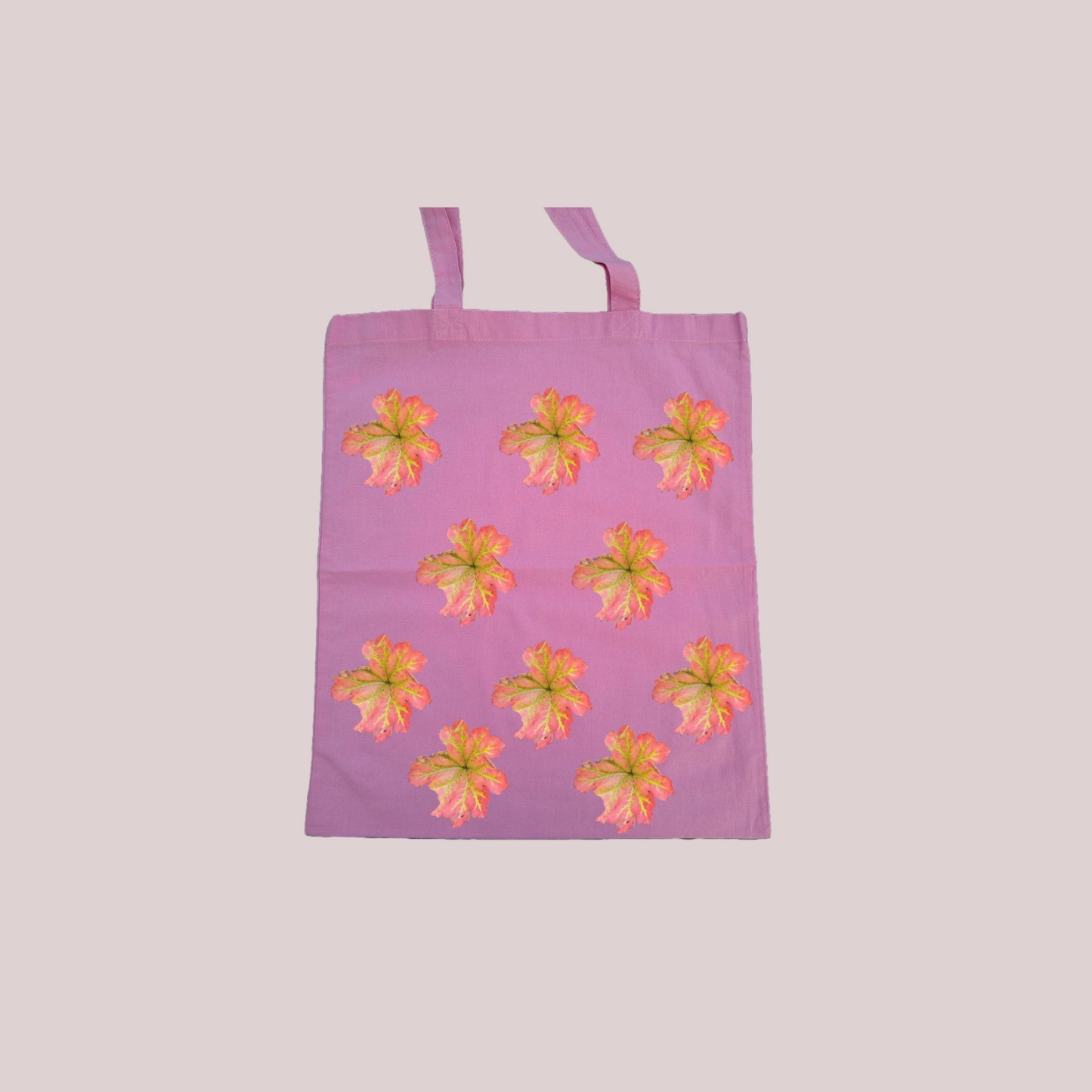 Pinky red flower leaf tote bag
