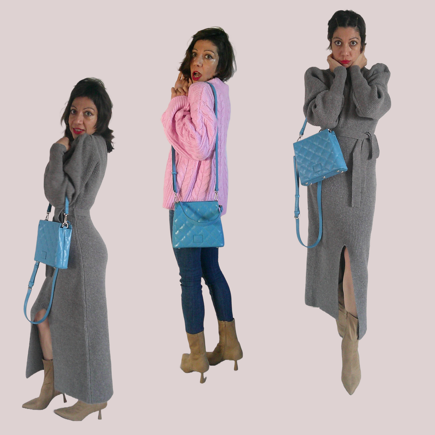 Wavy Diamond Quilt Handbag
