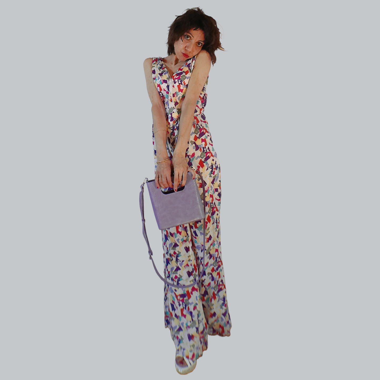 Square Shaped Crocodile print Handbag