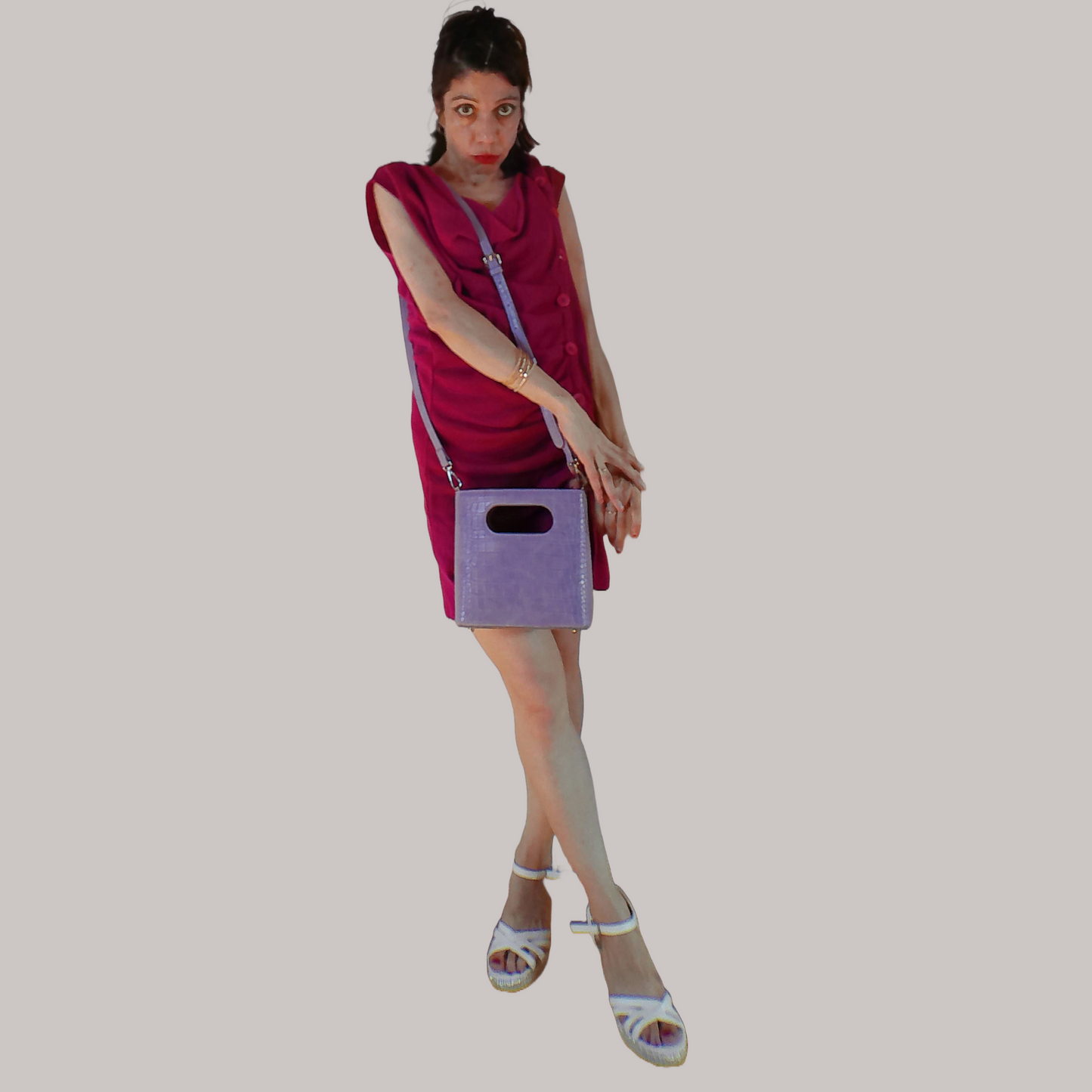 Square Shaped Crocodile print Handbag
