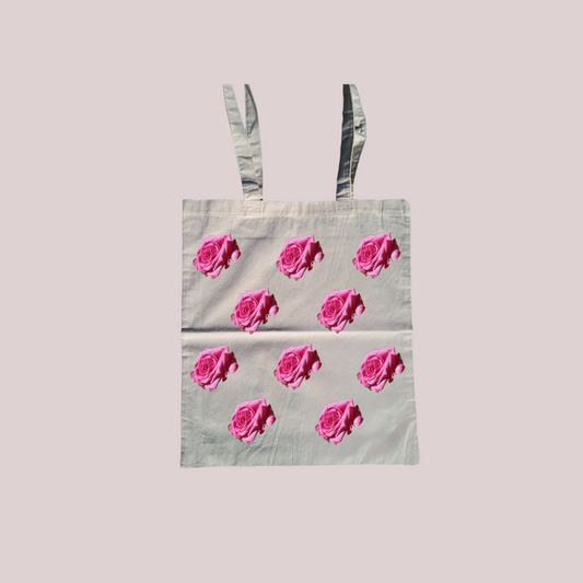 Pink Rose cotton tote bag