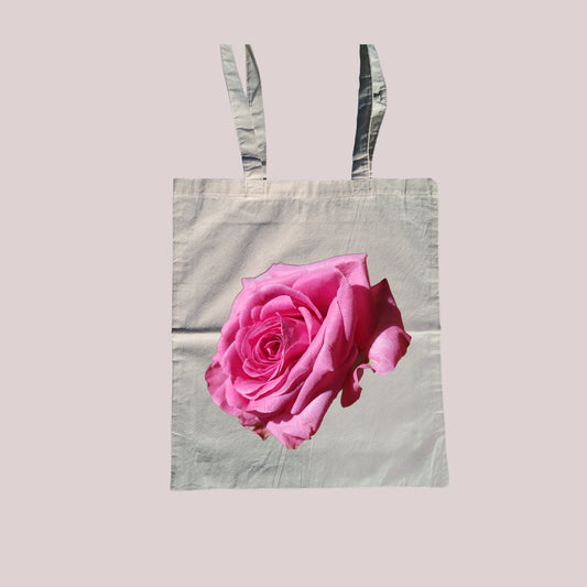 Minimalist Rose natural cotton tote bag