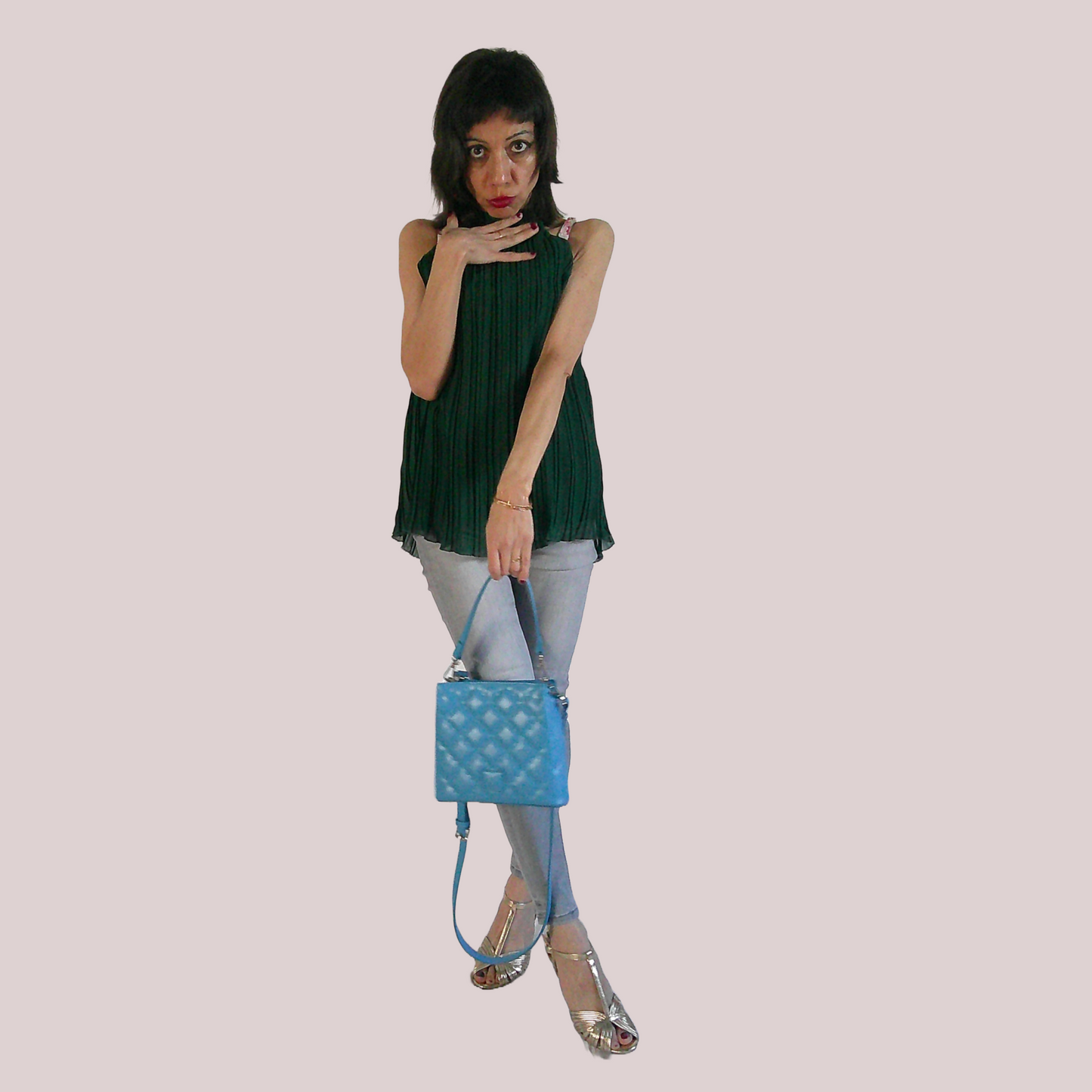 Wavy Diamond Quilt Handbag