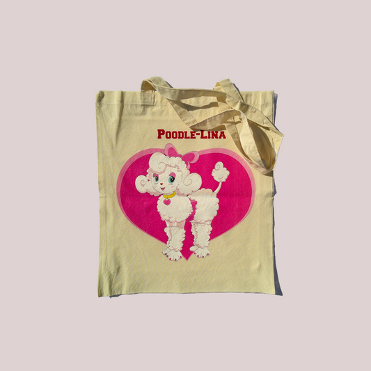 100% cotton Poodle-Lina heart tote bag