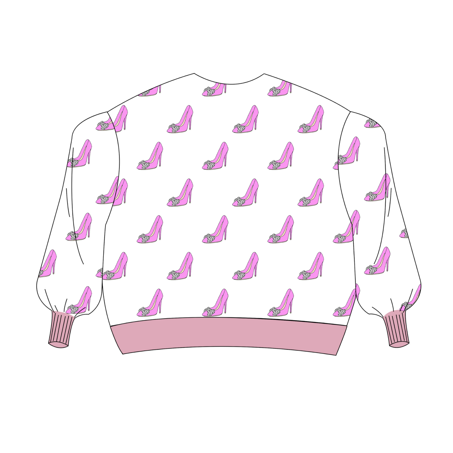2 tone Pink and White shoe all-over print sweatshirt