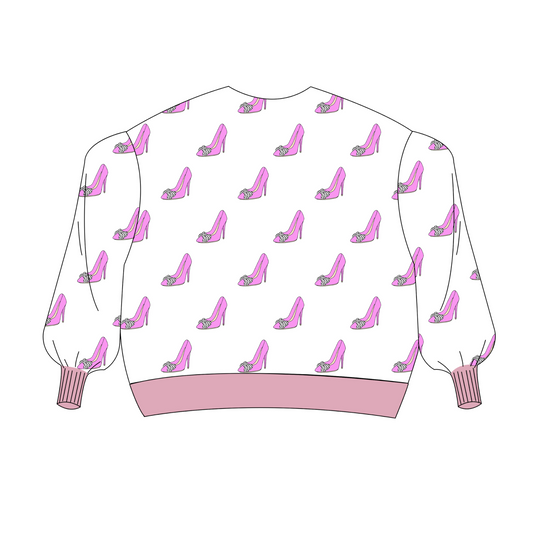 2 tone Pink and White shoe all-over print sweatshirt