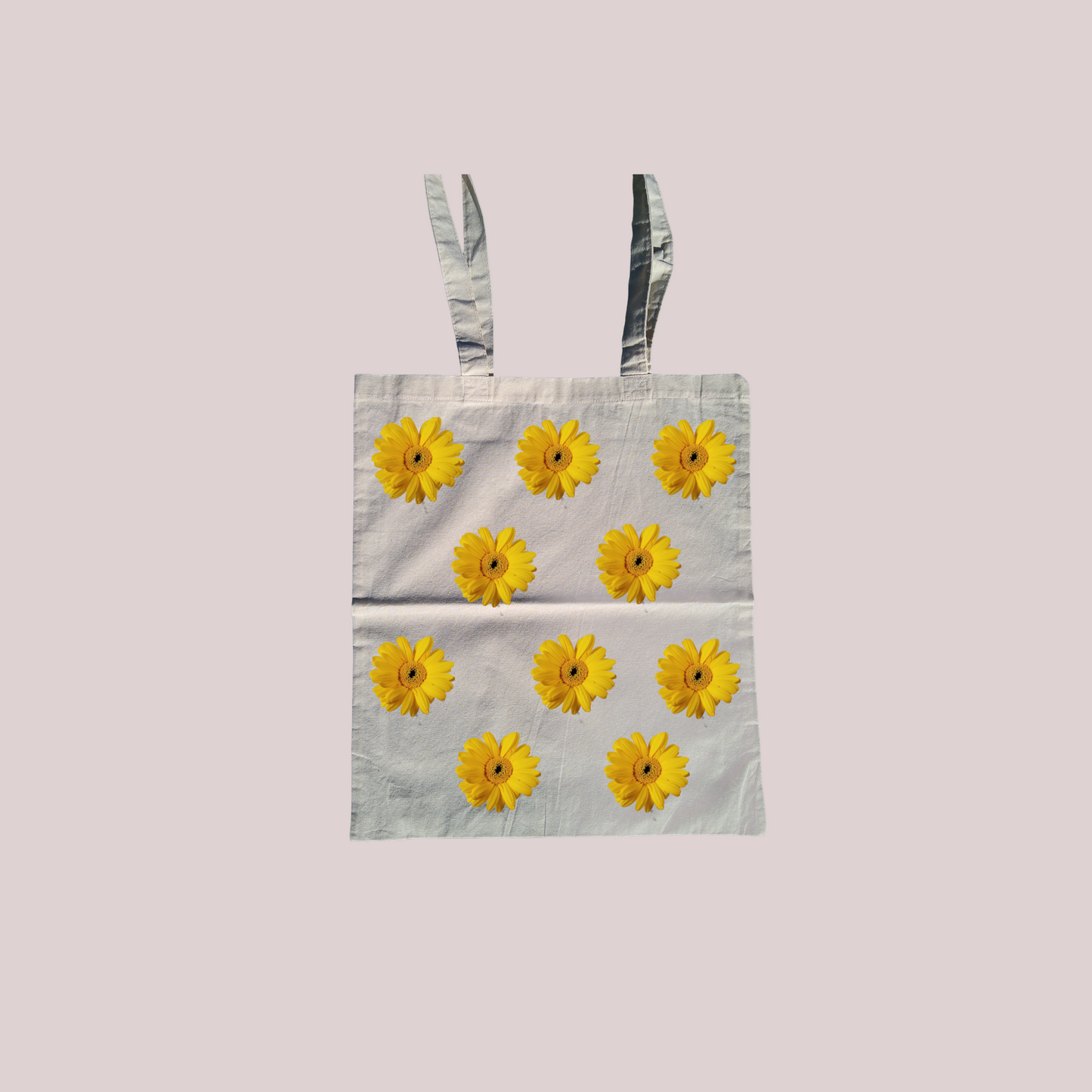 Yellow Daisy all over print cotton tote bag